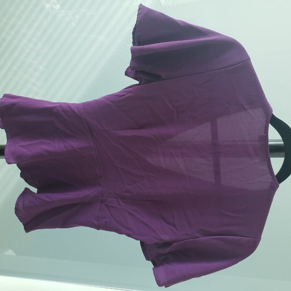 Eggplant Meraki Wrap Blouse - Picture 2 of 3